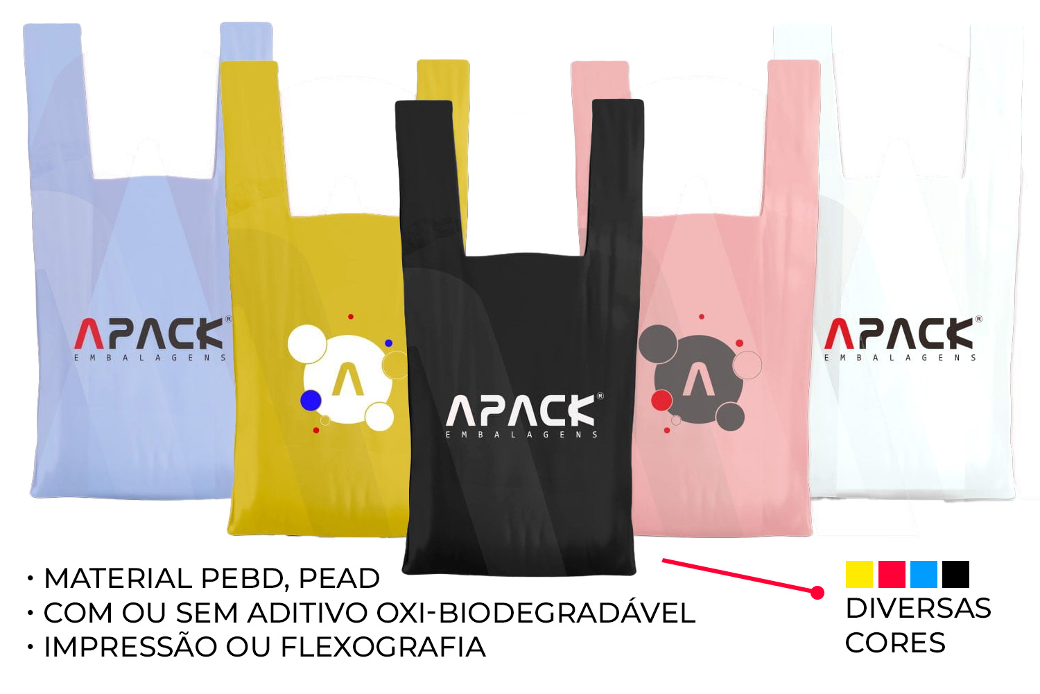 Sacola Alça Camiseta Sacola Polietileno Alta Densidade Alça Camiseta Preta Personalizada