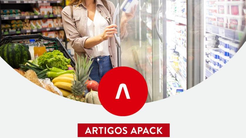 Imagem com título do artigo e foto de uma mulher conferindo uma embalagem em um supermercado